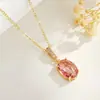 Collar de Zirconia Estilo Japonés de Lujo Ligero para Mujer, Set de Pendientes y Colgante de Cristal Iridiscente con Forma Ovalada Elegante, Nuevo Producto Transfronterizo
