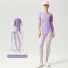 Traje de Yoga Transpirable de Secado Rápido con Sensación de Hielo de Verano para Mujer, Look Holgado Adelgazante, Ropa Deportiva para Correr y Fitness, Camiseta Larga Casual