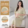 Bata de Noche de Verano para Maternidad Xiyue con Almohadillas para el Pecho, Ropa de Dormir de Algodón Modal Acanalado para Madres Embarazadas y Postparto