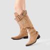 Botas de Tacón Alto con Punta Nueva Hechas a Medida de Fábrica Botas Vaqueras Occidentales Retro Botas Largas de Tacón Grueso Botas para Mujer
