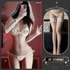 Jinxiao Lencería Sexy Encaje Tentación Conjunto de Tres Puntos Sujetador Push-Up Bikini Transparente Pijama Qqny Mariposa Ajustable