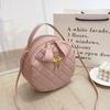 Casual Diamante Bordado Pequena Bolsa Redonda 2024 Nova Moda Simples Dupla Garça Decorativa Bolsa de Ombro Feminina Crossbody