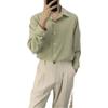 Camisa de estilo minimalista azul niebla para hombre, de manga larga, estilo coreano, moderna, holgada, de primavera y verano, de alta calidad, estilo perezoso, informal