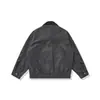 Ropa Vintage 2025 Otoño Nuevo Retro Americano Bloque de Color Cuello Solapa Bolsillo Grande Estilo Granero Holgada Chaqueta de Piel Sintética