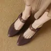 Sapatos Mary Jane femininos, coleção outono 2026, novos scarpins de salto alto bico fino com fivela de tira única, bico baixo, sapatilhas de salto médio estilo francês
