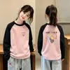 Camiseta base de forro polar para niña con cuello redondo, ropa interior de otoño e invierno, camiseta de manga larga con bloques de color, ropa informal para niños de otoño e invierno