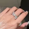 Anéis de Casamento Ajustáveis Luxuosos com Pontas Abertas para Casal com Diamantes Simulados para Homens e Mulheres