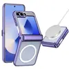 Adecuado para Samsung Zflip6/5 eje central electrochapado atracción magnética cubierta completa bisagra carga inalámbrica incorporada atracción magnética carcasa protectora
