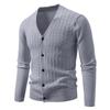 Jaqueta de Tricô Masculina com Gola V Nova Outono e Inverno 2025 Tamanho Europeu Cardigan Transfronteiriço Jaqueta de Tricô Masculina Slim Tendência