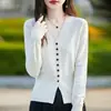 Coleção Outono 2026 Tricô Feminino Cardigã de Gola V Suéter Feminino Suéter Casaco de Pelúcia Veludo Andy Estilo Coreano Atacado Dropshipping