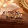 Brincos de Pônei de Zircônia de Cristal Colorida Luxo Acessível Moda de Ponta Exquisitos Versáteis Novos Brincos de Outono e Inverno para Mulheres