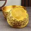 Tigela Tesouro Dragão Duplo de Arte em Cobre, Artesanato em Cobre Latão, Decoração de Mesa para Casa, Cofrinho, Atacado de Cobre