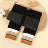 2024 invierno nuevo pie boca a rayas forrado de vellón leggings para niños acolchados cálidos un pantalón ropa para niñas pantalones
