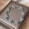 Pulsera abierta de flor de circón, estilo de lujo ligero francés, pulsera exquisita, diseño de nicho, sensación de alta gama, joyería para mujer al por mayor