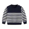 Unisex para Niños 100% Algodón Tejido Rayas Negras y Blancas Cuello Redondo Manga Larga Primavera Otoño Invierno Estilo Coreano Ropa Infantil Top Personalizable