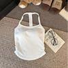 Estilo Nuevo de Verano Simple Cintura Lateral Plisado Adelgazante Forma de I Espalda Hermosa Color Sólido Adelgazante Mono Chaleco Interior Básico con Almohadilla en el Pecho