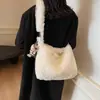 Bolsa de pelúcia fofa para mulheres, tendência outono/inverno 2026 novo estilo, bolsa tote felpuda, bolsa de ombro, bolsa transversal