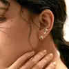 Conjunto de Brincos Europeus e Americanos de Luxo Leve Banhado a Ouro 14K com Zircônia para Mulheres, Brincos Camadas da Moda de Alto Padrão, Atacado do Fabricante