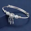 Atrapasueños Pulsera Chapada en Plata Pulsera de Moda para Mujer Borla Exquisita Estudiante Ajustable Hueca con Cuentas Pluma Popular Venta al por Mayor