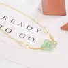 Colar Anel Duplo Coração de Jade Hetian Encaixado Fashion Simples Retrô Corrente de Clavícula Pérola Novo 2022 Feminino