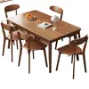 Mesa de Jantar de Madeira Maciça Cor Nogueira Madeira de Borracha Doméstica Sala de Estar Apartamento Pequeno Mesa de Jantar Simples Mesa de Refeição Conjunto de Mesa e Cadeiras para Casa