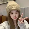 Gorro de Invierno de Punto para Mujer, Ajuste Holgado, Engrosado para Abrigo, Protección para las Orejas, Gorro Holgado, Hace que la Cara Parezca Más Pequeña