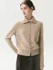 Diseño reversible~ Cárdigan de punto de cachemira suave súper elegante para mujer, cuello alto, corte holgado, chaqueta suéter cálida