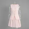 Traje de Falda Chaleco Transfronterizo Europeo y Americano Verano 2026 Dulce Elegante Chaleco Chaleco Falda Botón Traje