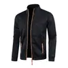 Suéter de punto con cremallera larga para hombre, mangas finas de terciopelo, top moderno, suéter con empalme articulado, chaqueta, talla grande para hombre
