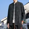 Nova Jaqueta Estilo Chinês Melhorada com Gola Alta Traje Tang Outono Estilo Chinês Masculino Padrão Escuro Punhos Jacquard Cor Contrastante Jaqueta Casual
