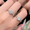 Nuevo Anillo de Huevo de Aguamarina para Mujer, Anillo Vintage de Lujo Ligero de Gama Alta Estilo Chino Nuevo, Anillo de Dedo Índice Simple Versátil de Moda