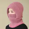 Gorro de una pieza de invierno para mujer para madres de mediana edad y mayores, Gorro de punto grueso con forro de polar, Gorro cálido y a prueba de viento para mujeres mayores que montan en bicicleta