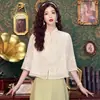 Camisa Transfronteiriça Europeia e Americana Amazon Nova Estilo Chinês para Mulheres, Tamanho Petite, Cheongsam Melhorado com Top de Botão, Blusa de Alta Qualidade