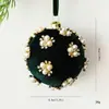 Bola de Natal Transfronteiriça Nova 8cm com Strass Pingente de Veludo Bola de Natal Enrolada em Tecido Feita à Mão Bola Ornamentada para Decoração de Feriado