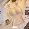 Chaleco cálido de lana de cordero para otoño e invierno, almohadilla en el pecho para mujer, prenda exterior larga o corta, chaleco engrosado con forro polar, top, camiseta interior