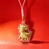 Pingente de folha de ouro: Ovelha que traz sorte e promove riqueza, pingente banhado a ouro, chaveiro, decoração de bolsa, presente de evento