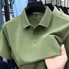 Camiseta de Manga Corta para Hombre de Algodón de Fibra Larga de Xinjiang Verano 2025 Nueva Casual de Negocios Color Sólido Cuello de Solapa Polo de Media Manga