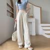 Pantalones de pierna ancha de terciopelo de ácido acético, leche, fu, yamamoto, para mujer, primavera y verano 2024, nuevos, cintura alta, sensación de caída, estilo perezoso pequeño, pantalones de seda helada