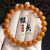 Pulsera para Hombre de Hueso de Durazno Natural con Círculo Único para Meditación y Juego, Joyería de Lujo con Cabeza de Mono, Venta al por Mayor desde el Fabricante