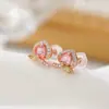 Brincos Yilu Turmalina Prata Prata Esterlina S925 Banhado a Ouro Rosa Coração de Fruta Pêssego Formato de Coração Facetado Design Criativo Estilo Quente