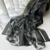 Lenço Estampado de Leopardo para Comércio Exterior, Lenço Longo de Seda Fina de Organza para Primavera e Verão, Xale de Renda de Corte Alto, Lenço de Gaze para Proteção Solar