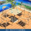 Mesa e Cadeira para Varanda de Pátio de Villa Nórdica Cadeira de Rattan à Prova d'Água e Proteção Solar Conjunto de Mesa de Chá Sala de Jantar Externa de Lazer Conjunto de Mesa Longa