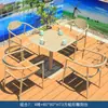 Mesa y Sillas para Terraza de Villa al Aire Libre Silla de Mimbre para Patio Combinación de Mesa de Té Comedor al Aire Libre de Ocio Protección Solar Impermeable Juego de Mesa Larga