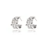 Brincos geométricos em forma de C únicos e estilosos com incrustação de diamante, brincos versáteis de estilo europeu e americano com um design distinto de alta qualidade