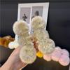 [Presilha de Cabelo Bola de Pelo de Coelho Rex] Outono e Inverno Presilha de Garra de Pelúcia Grande para Parte de Trás da Cabeça Presilha de Tubarão Presilha de Cabelo Acessório de Cabeça Feminino Coreia do Sul