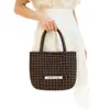 Bolsa de mão de rattan trançado versátil de verão Kit de material DIY, bolsa cesta, bolsa aberta elegante casual para o dia a dia