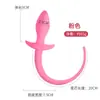 Pênis artificial SM em formato de cauda de cachorro de silicone de dupla cabeça que brilha no escuro, brinquedo sexual para adultos, plug anal e dilatador anal, atacado