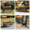 Banco de parque, banco largo para exteriores, banco para exteriores con respaldo, banco para patio, asiento de ocio para exteriores de compuesto de madera y plástico anticorrosión