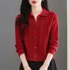 Chaqueta Cardigan Corto de Punto con Cuello, Nuevo Estilo de Moda, Versátil Casual, Rejuvenecedor, Top Holgado y Elegante para Mujer