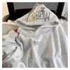 Moletom com capuz bordado com letras da indústria pesada, forro de lã pesada, estilo americano, esportes de outono e inverno, blusa solta casual para meninos e meninas